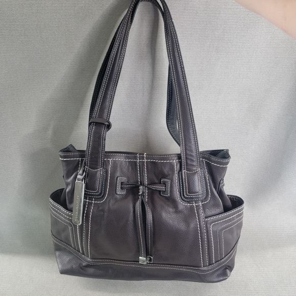 Tignanello Handbags - Tignanello Bag Carryall Pebbled Leather Large Double Handle Brown Sachel